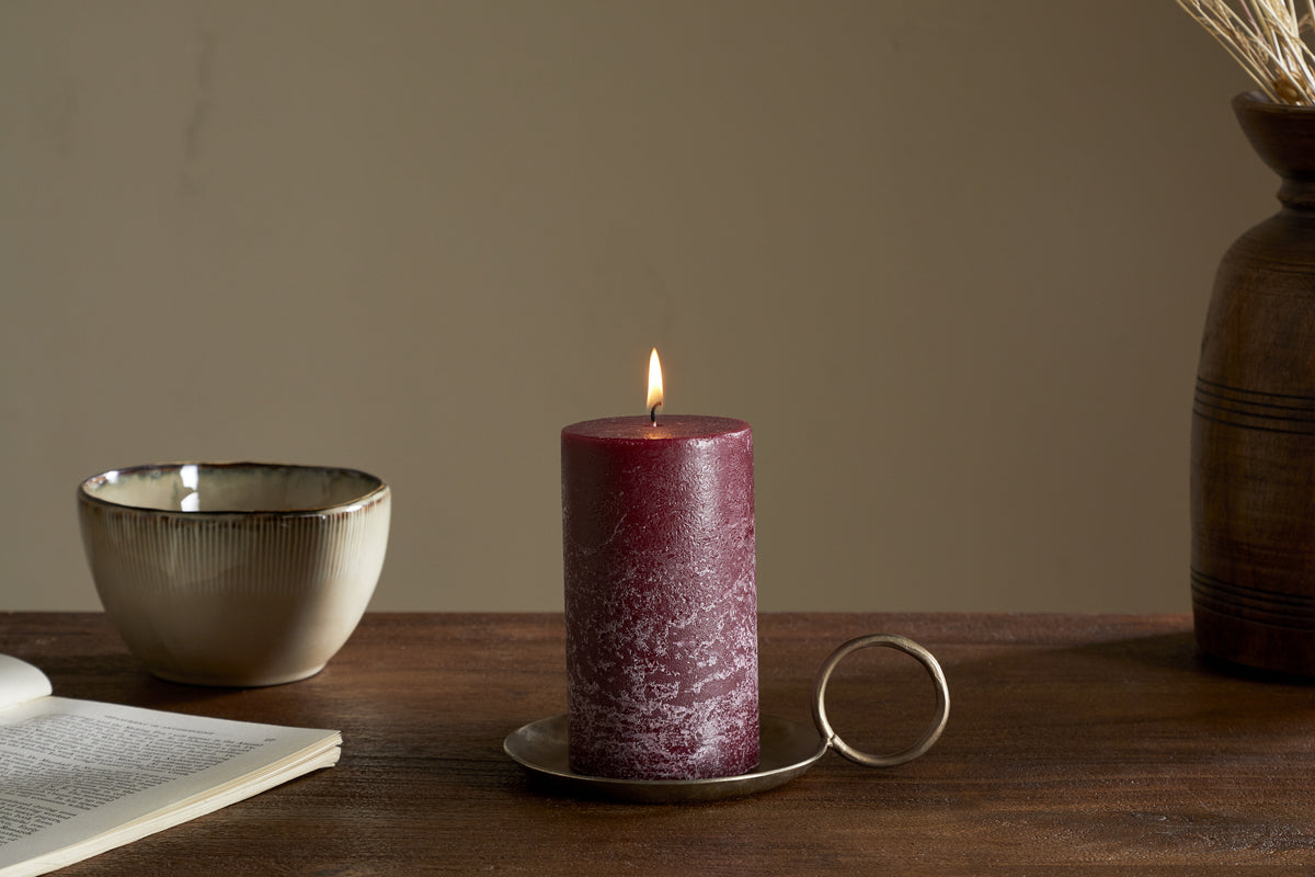 Bougie pilier rustique au soja – Cerise foncée – Petite