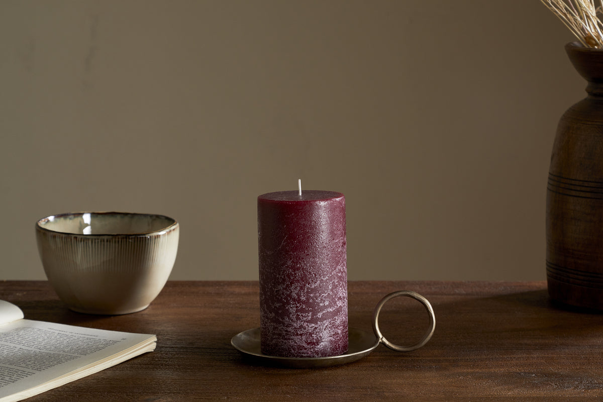 Bougie pilier rustique au soja – Cerise foncée – Petite
