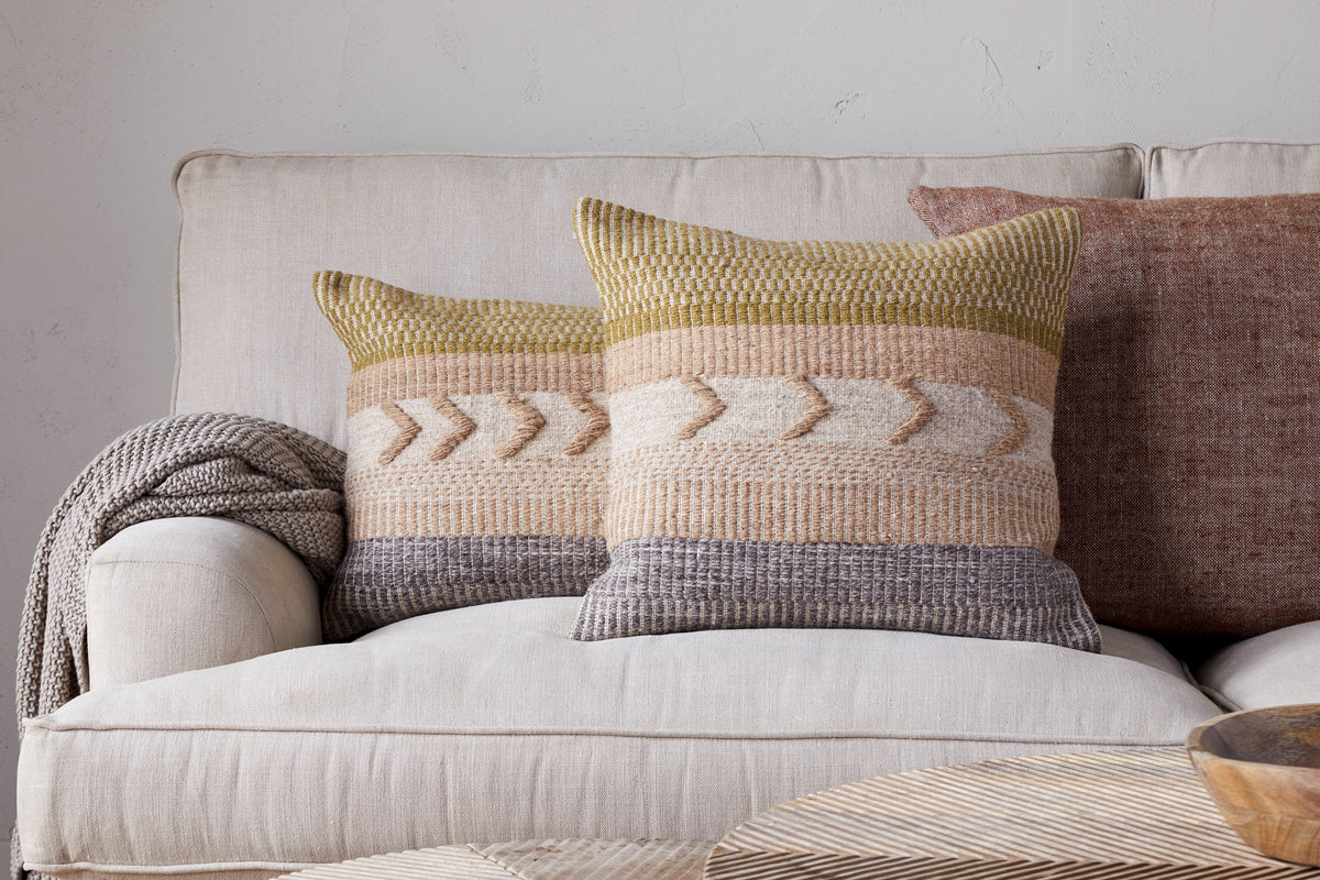Housse de coussin en laine Tuleeka - Ocre