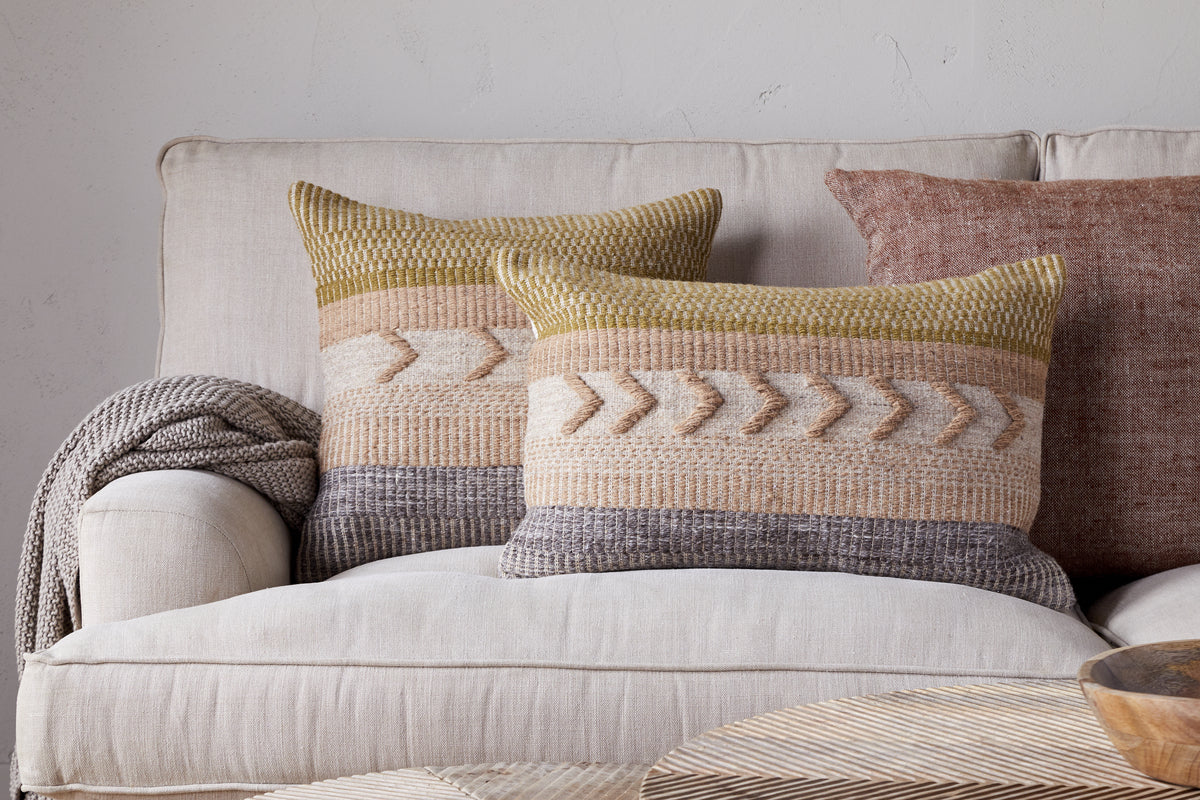 Housse de coussin en laine Tuleeka - Ocre