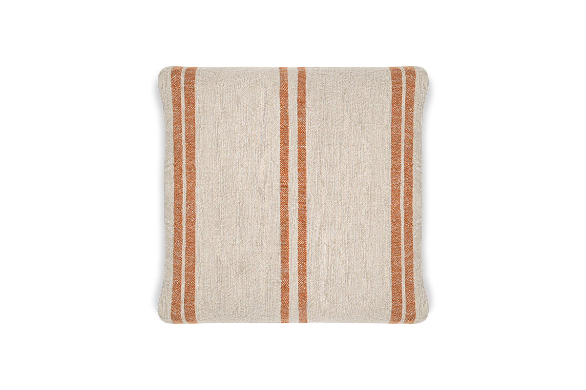 Housse de coussin Tajana en lin à rayures - Rouille