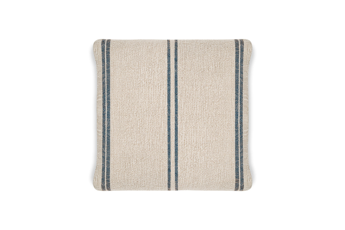 Housse de coussin Tendali en lin à rayures - Bleu marine