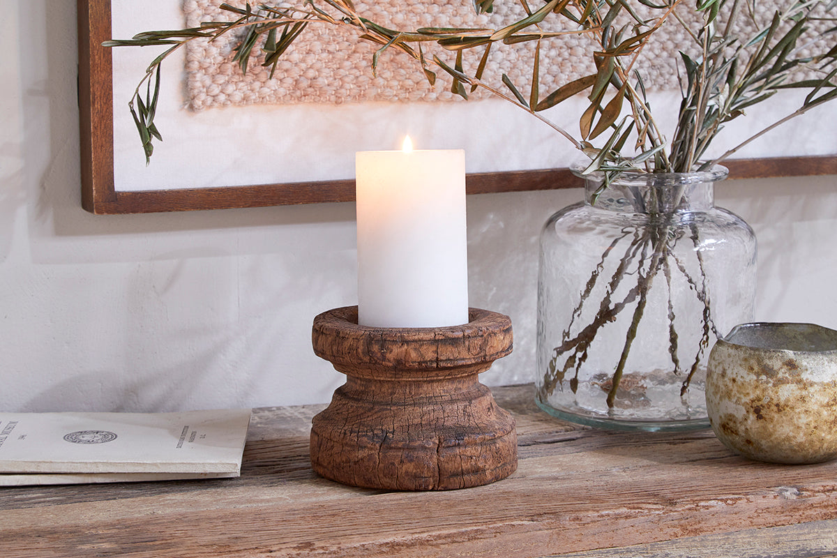 Bougeoir rond Thoko recyclé - Teinte foncée