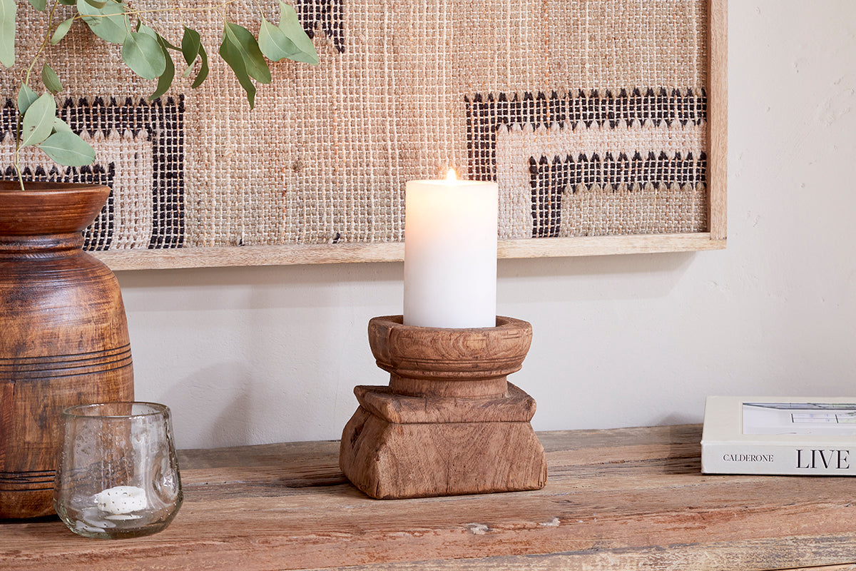 Bougeoir carré Thoko recyclé - Teinte foncée