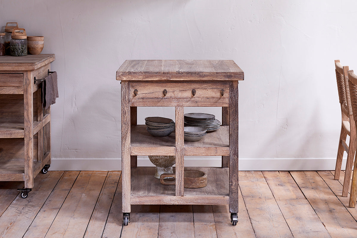 Bloc de boucher en bois récupéré Tivu - Naturel