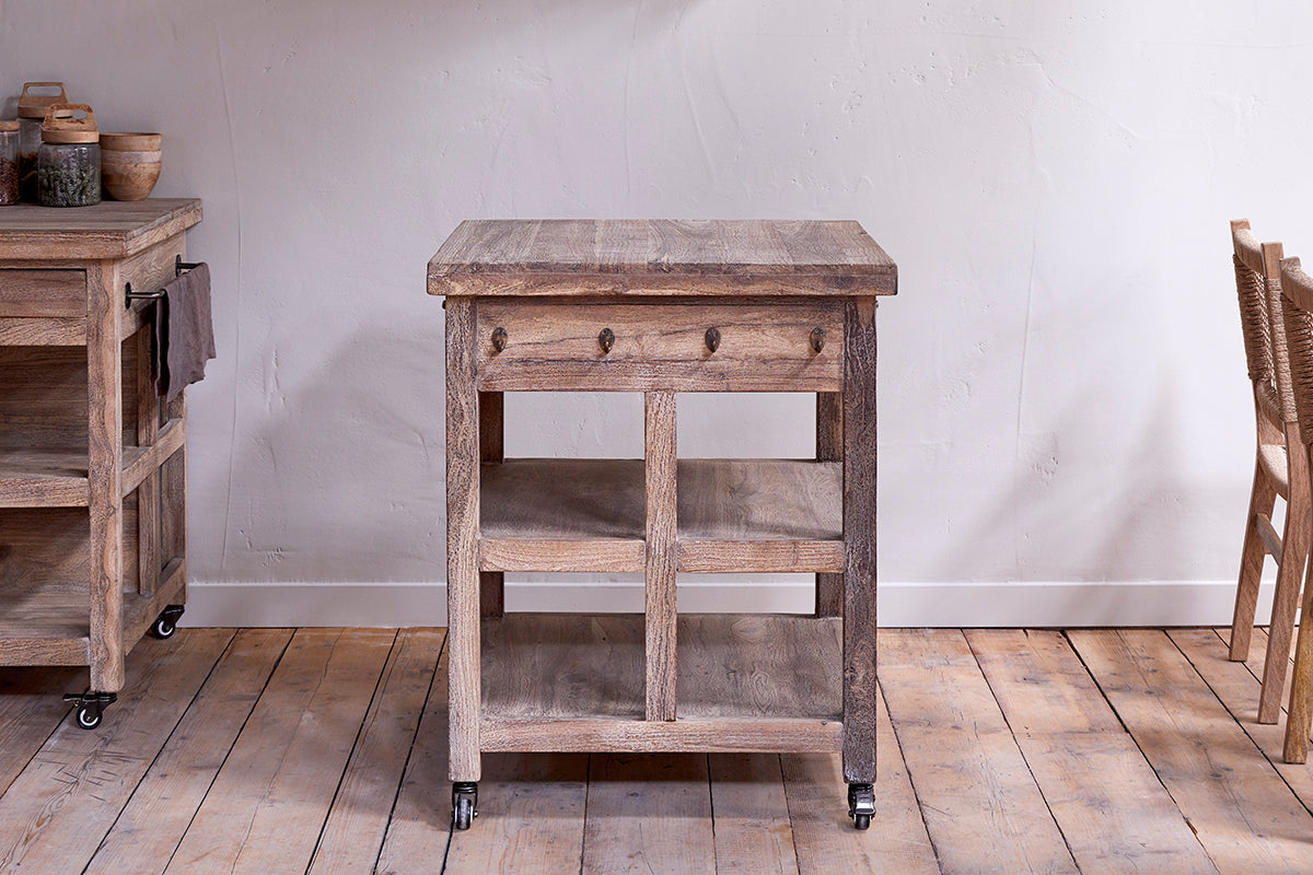 Bloc de boucher en bois récupéré Tivu - Naturel