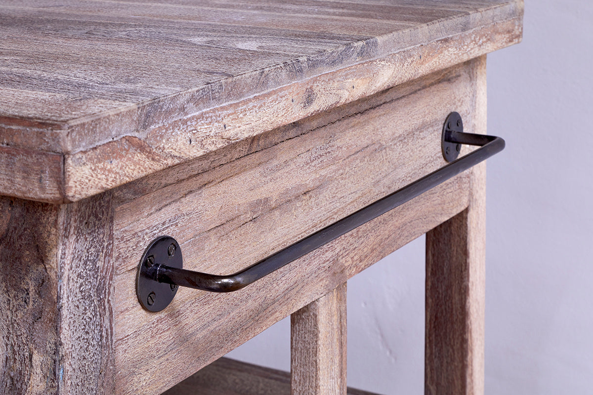 Bloc de boucher en bois récupéré Tivu - Naturel