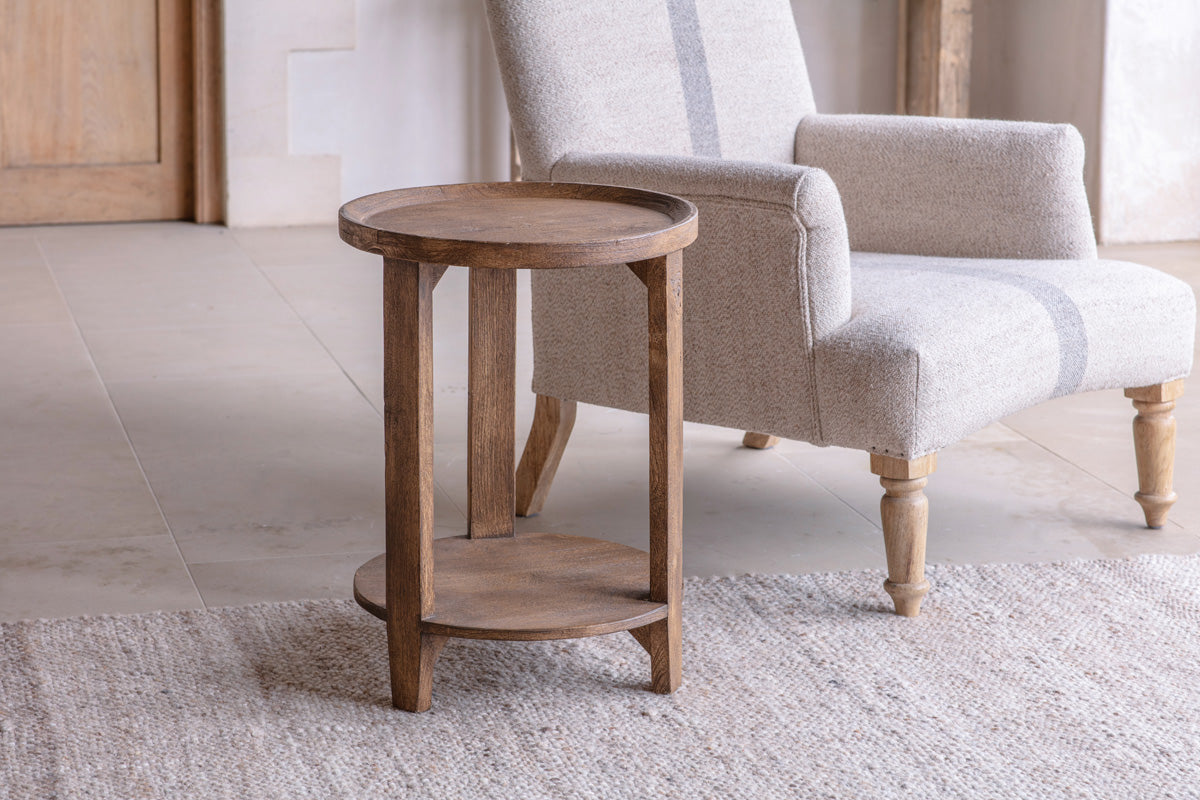Table d'appoint Triveni en bois de manguier - Teinte noyer