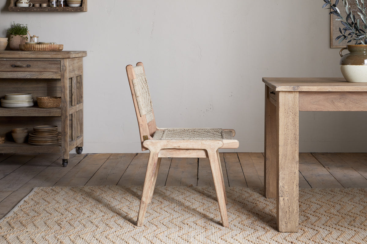 Chaise de salle à manger sans accoudoirs tissée Vinay - Naturel