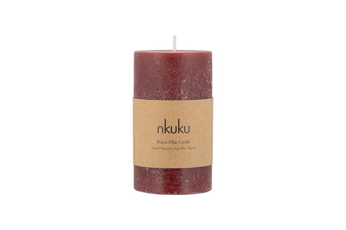 Bougie pilier rustique au soja – Cerise foncée – Petite