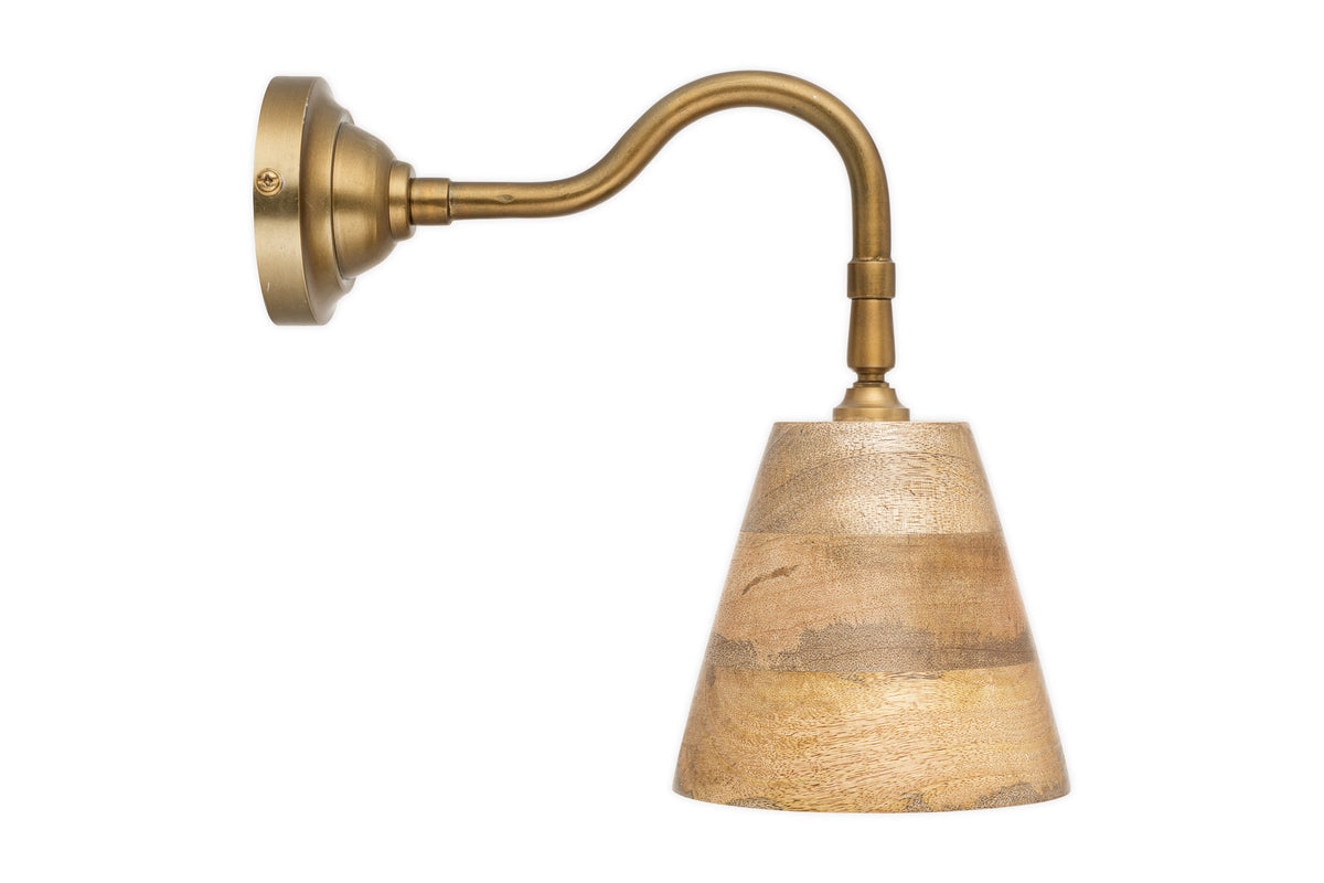 Applique murale en bois de manguier Vattu - Laiton naturel et antique