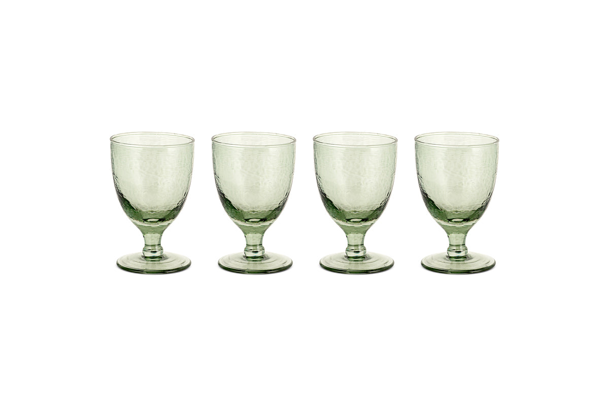 Verre à vin martelé Yala – Vert sauge (lot de 4)