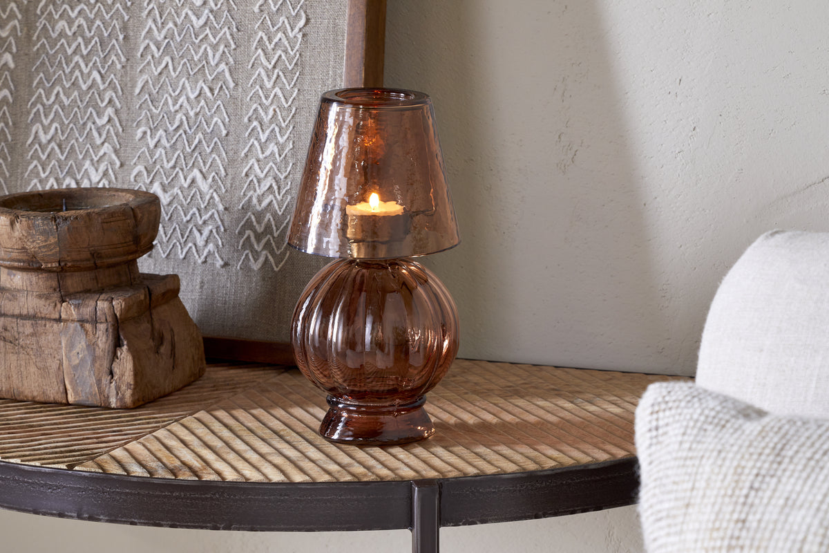 Lampe photophore en verre Adesola - Ambre