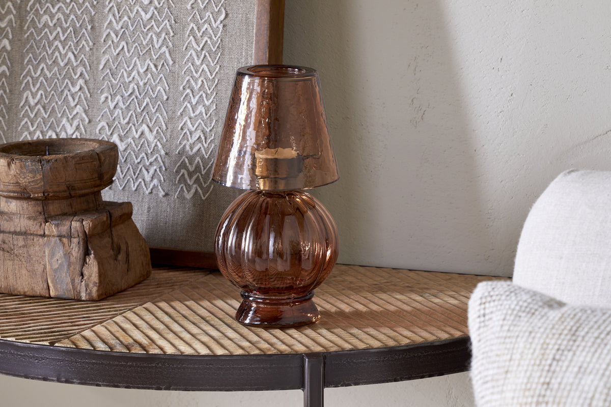 Lampe photophore en verre Adesola - Ambre