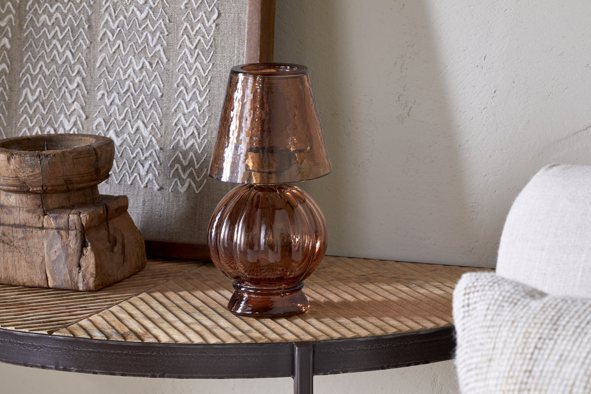 Lampe photophore en verre Adesola - Ambre