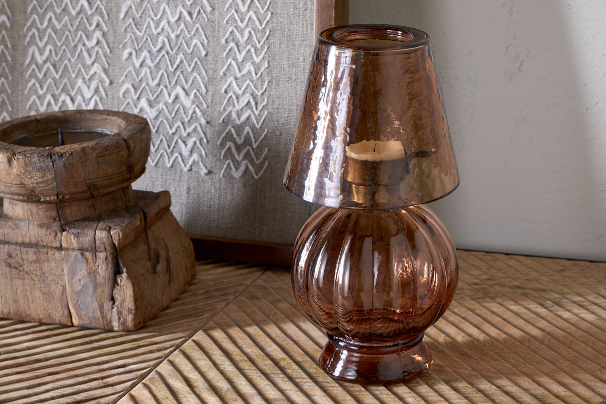 Lampe photophore en verre Adesola - Ambre