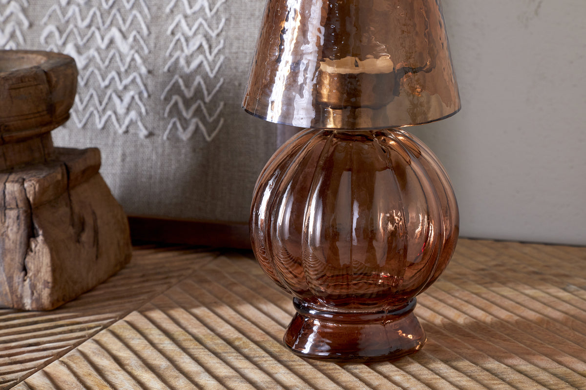 Lampe photophore en verre Adesola - Ambre