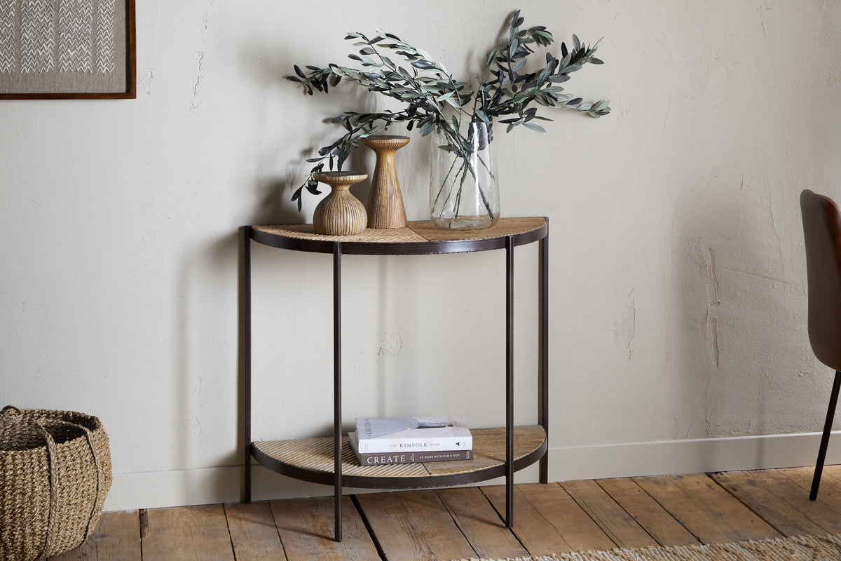 Console demi-lune en bois de manguier Aasha - Naturel
