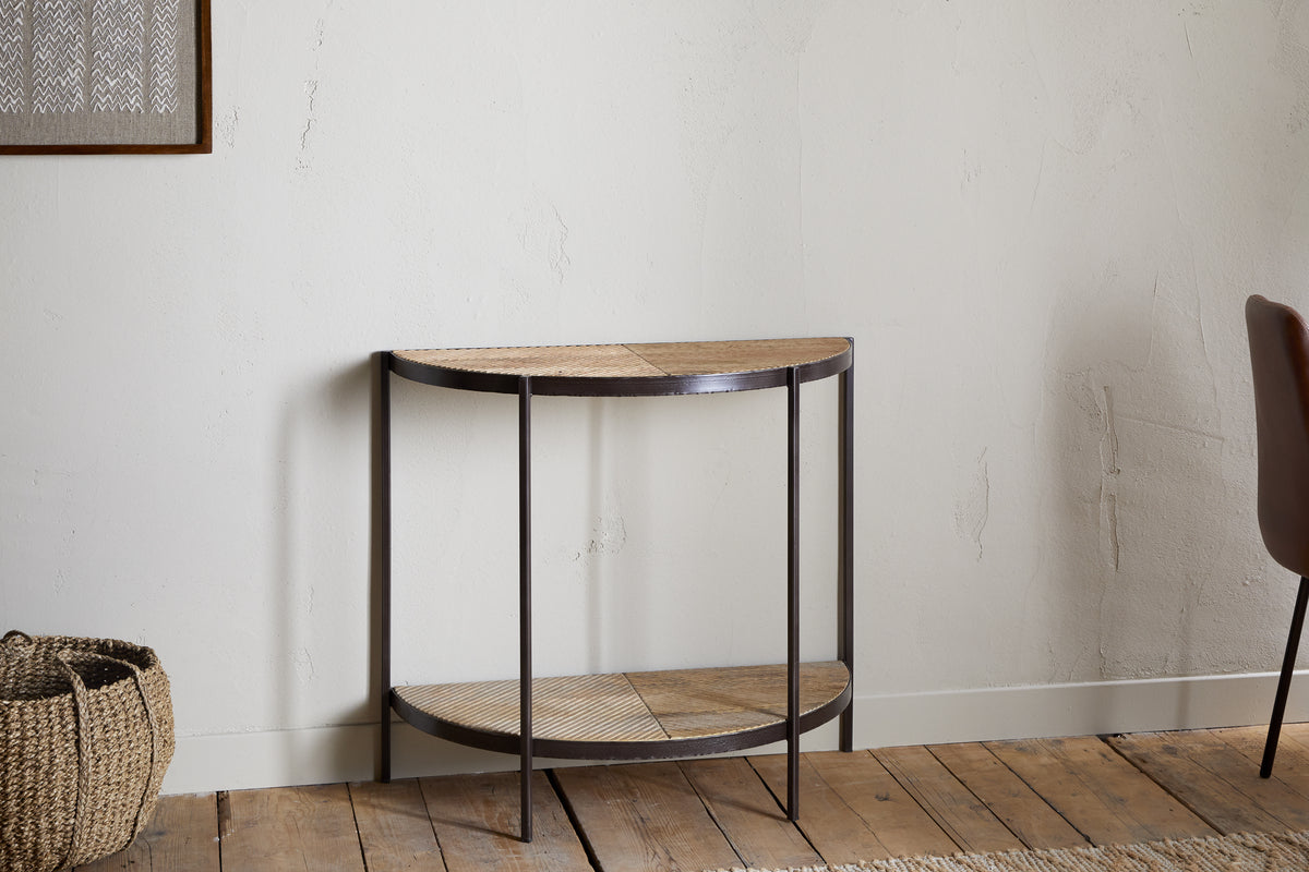 Console demi-lune en bois de manguier Aasha - Naturel