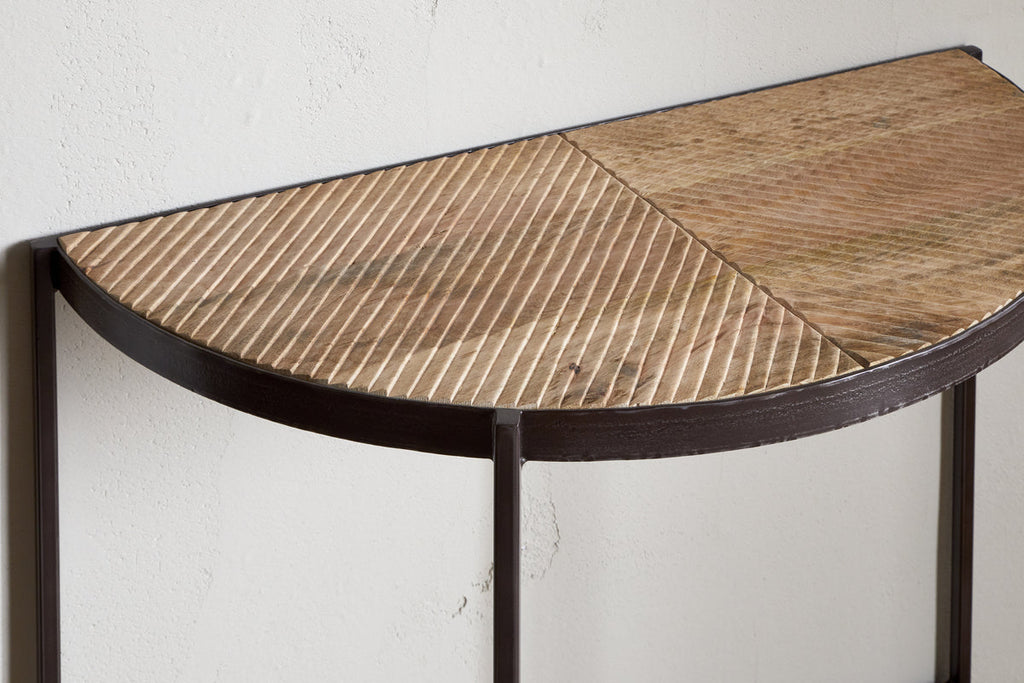 Console demi-lune en bois de manguier Aasha - Naturel