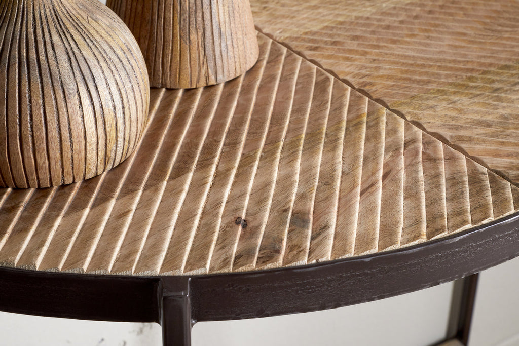 Console demi-lune en bois de manguier Aasha - Naturel