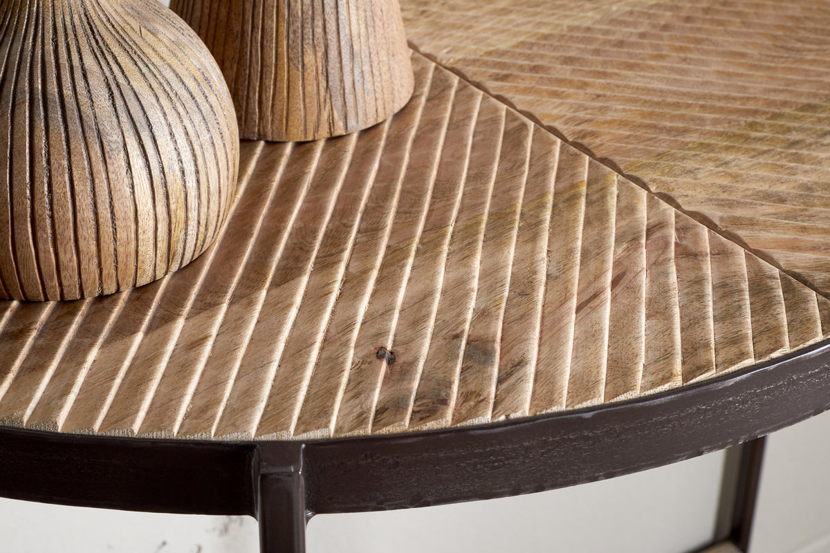 Console demi-lune en bois de manguier Aasha - Naturel