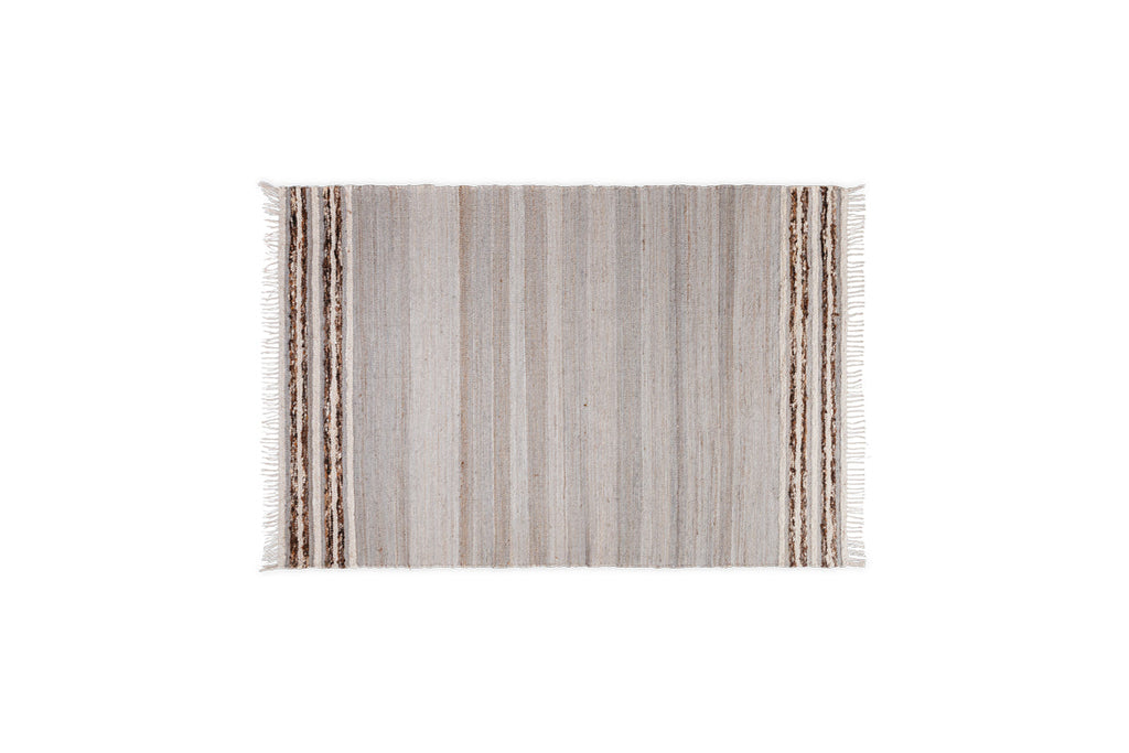 Tapis Aadita en jute et laine - Gris