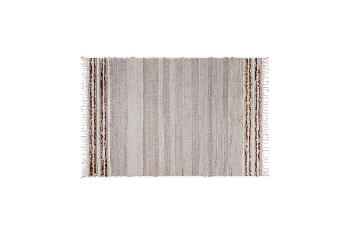Tapis Aadita en jute et laine - Gris