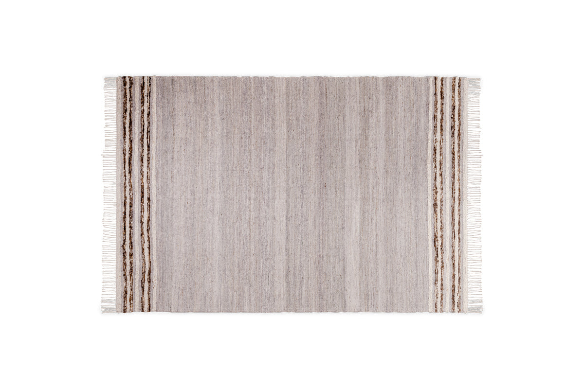 Tapis Aadita en jute et laine - Gris