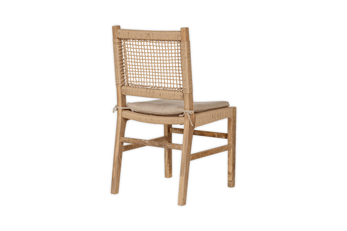 Chaise de salle à manger en bois de manguier et corde Aamani - Naturel