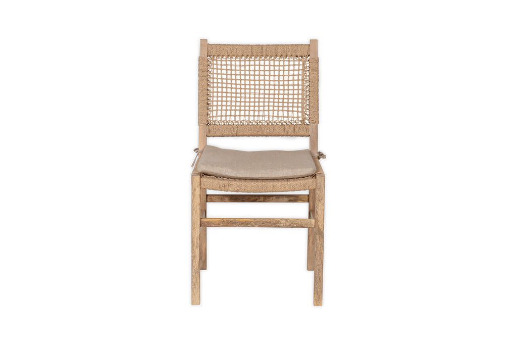 Chaise de salle à manger en bois de manguier et corde Aamani - Naturel