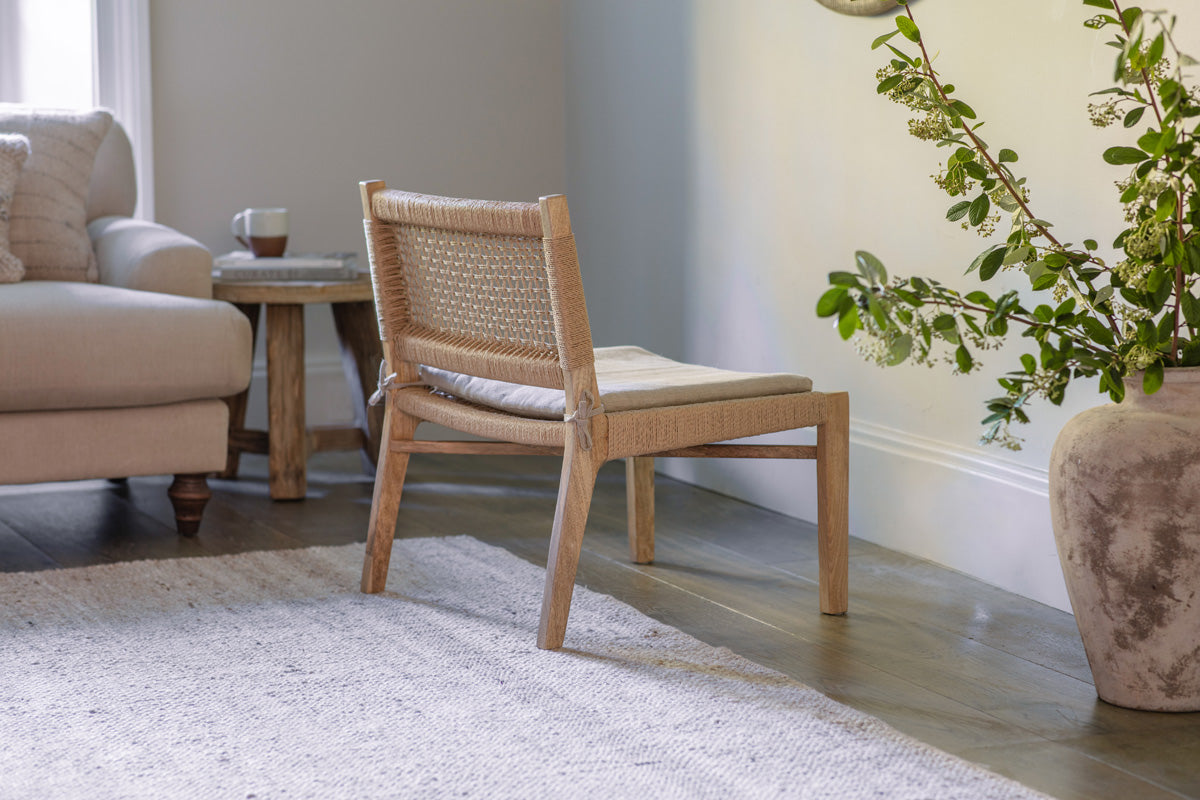 Chaise d'appoint en bois de manguier et corde Aamani - Naturel