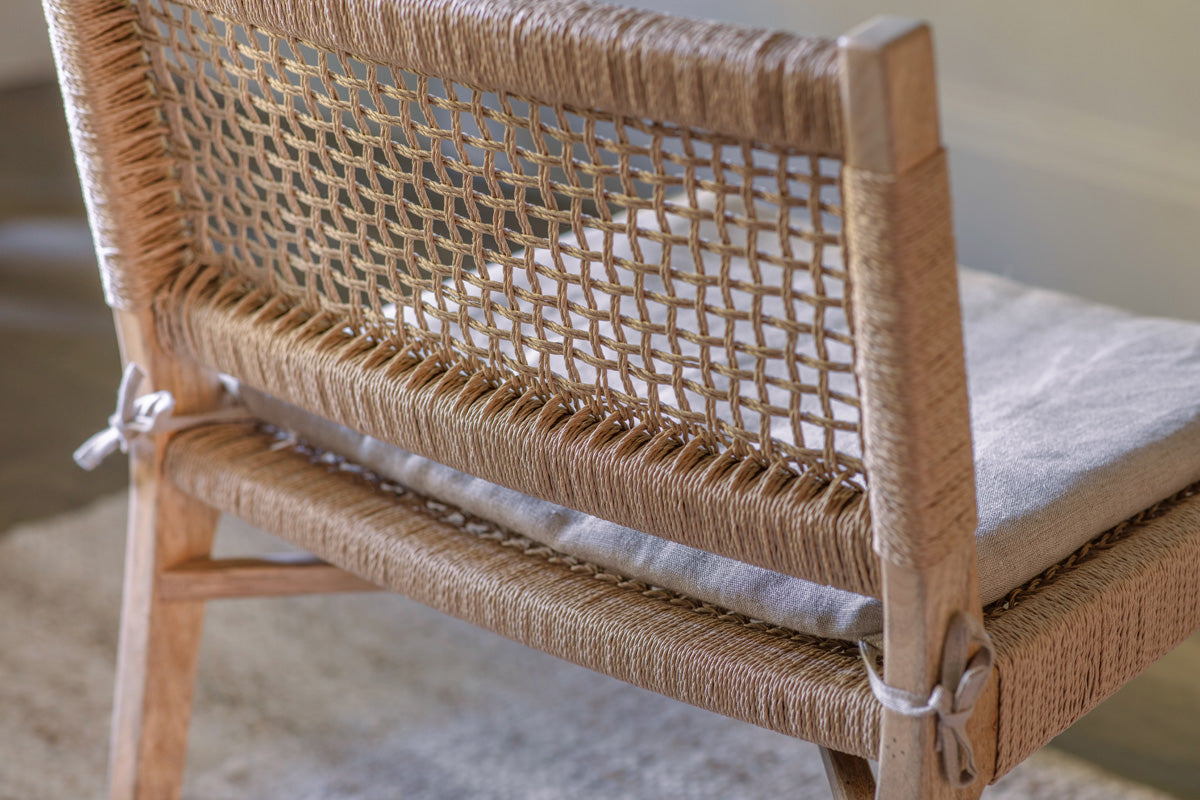 Chaise d'appoint en bois de manguier et corde Aamani - Naturel