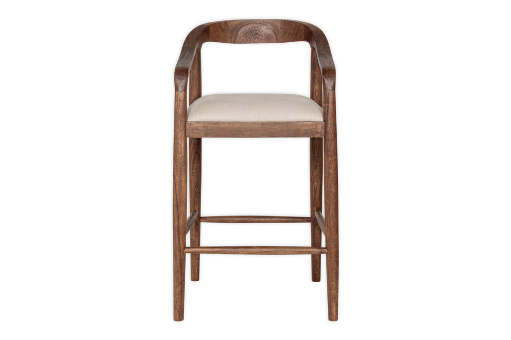Chaise de comptoir rembourrée en acacia Anbu - Noyer lavé