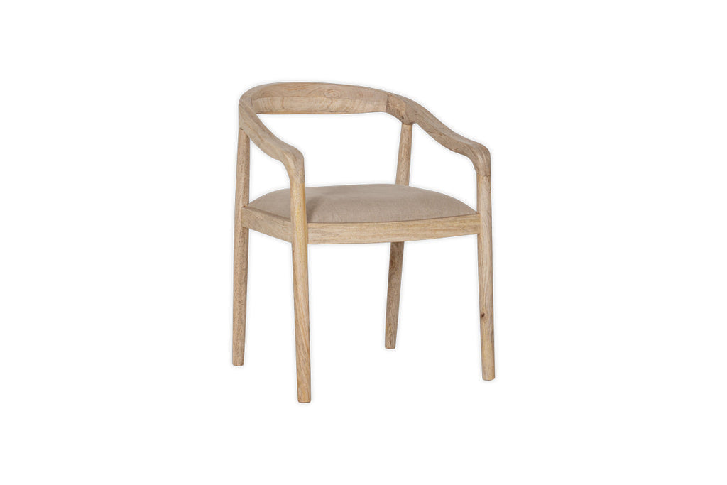 Chaise de salle à manger rembourrée en bois de manguier Anbu - Naturel