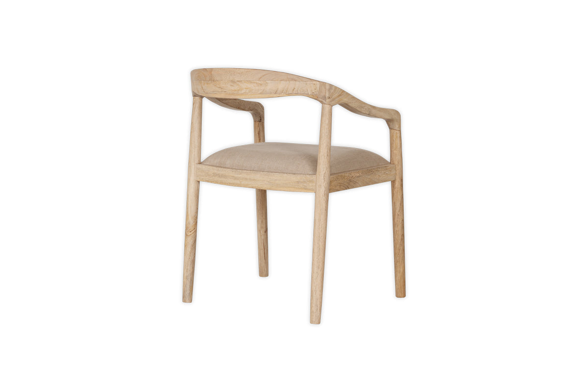 Chaise de salle à manger rembourrée en bois de manguier Anbu - Naturel