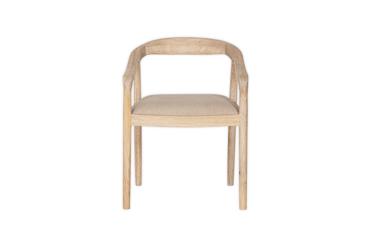 Chaise de salle à manger rembourrée en bois de manguier Anbu - Naturel