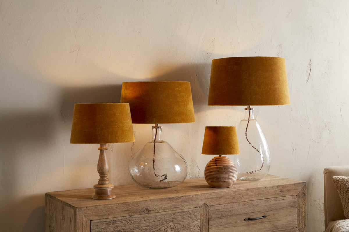 Abat-jour Batakha en Velours et Lin - Ocre Foncé