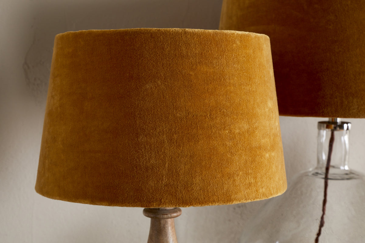 Abat-jour Batakha en Velours et Lin - Ocre Foncé