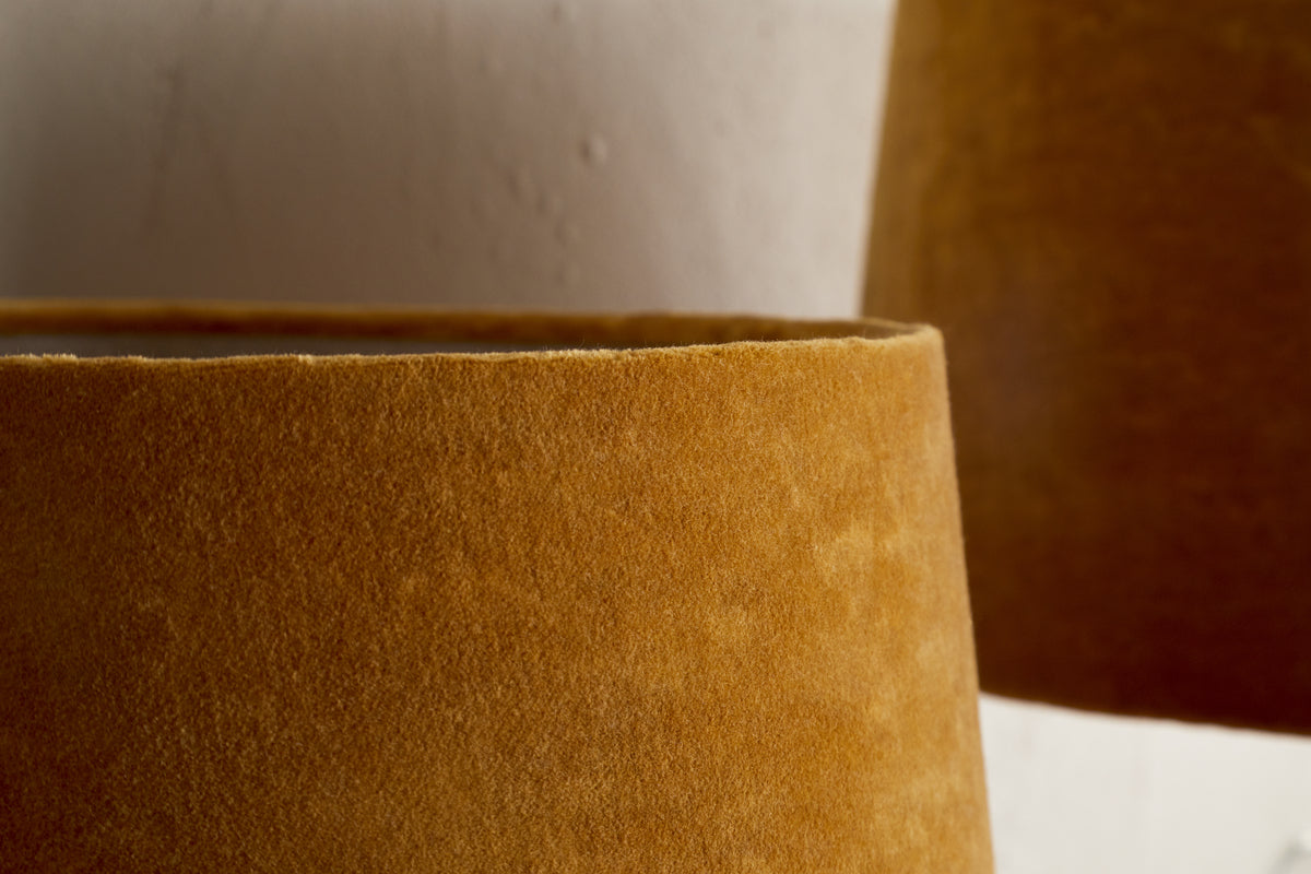Abat-jour Batakha en Velours et Lin - Ocre Foncé