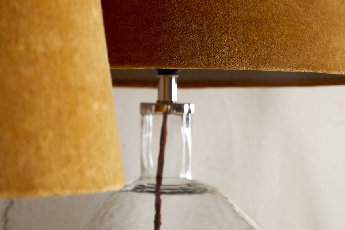 Abat-jour Batakha en Velours et Lin - Ocre Foncé