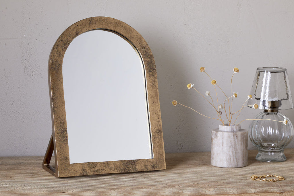 Miroir de courtoisie Cayce en aluminium moulé - Laiton antique