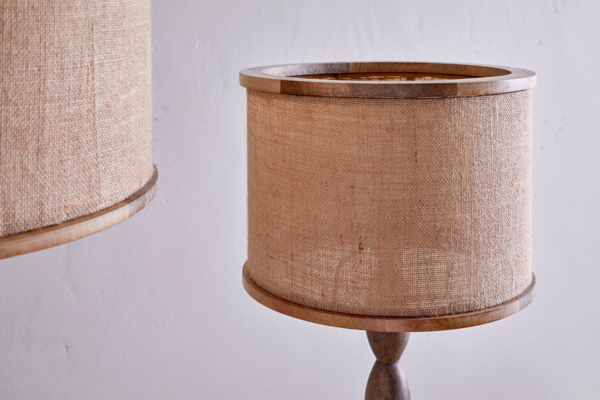 Abat-jour en bois de manguier et jute Darat - Naturel