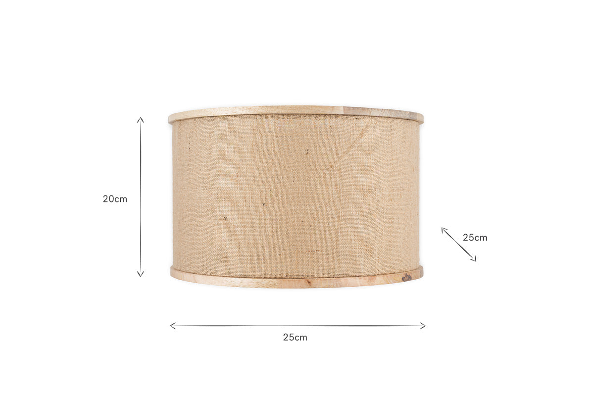 Abat-jour en bois de manguier et jute Darat - Naturel