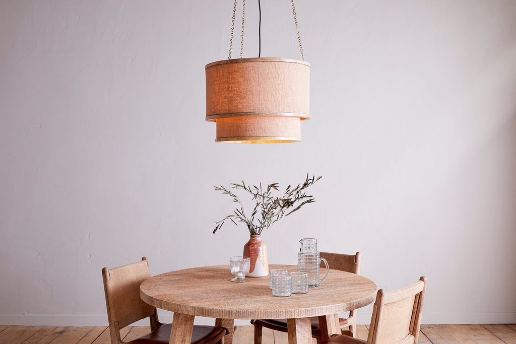 Lampe à Suspension Darat en Bois de Manguier et Jute - Naturel