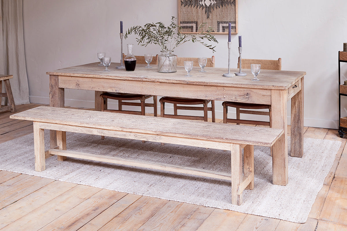 Table à manger Fioni en bois recyclé - Naturel