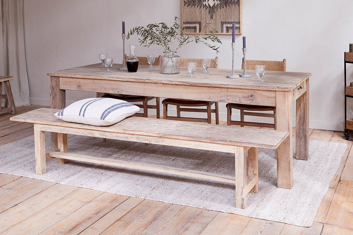 Table à manger Fioni en bois recyclé - Naturel