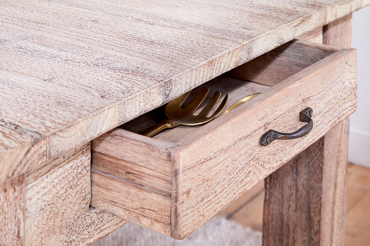 Table à manger Fioni en bois recyclé - Naturel