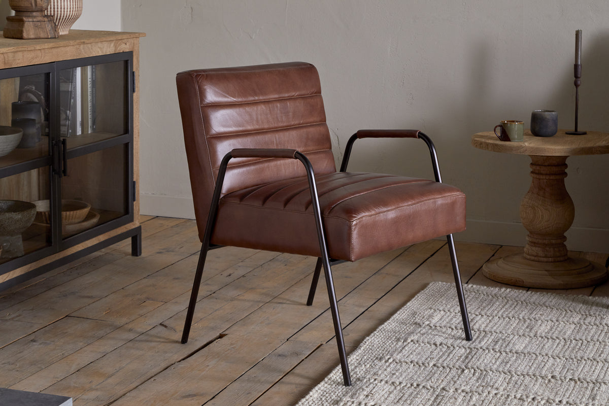 Fauteuil d'appoint en cuir Hadithi - Marron chocolat