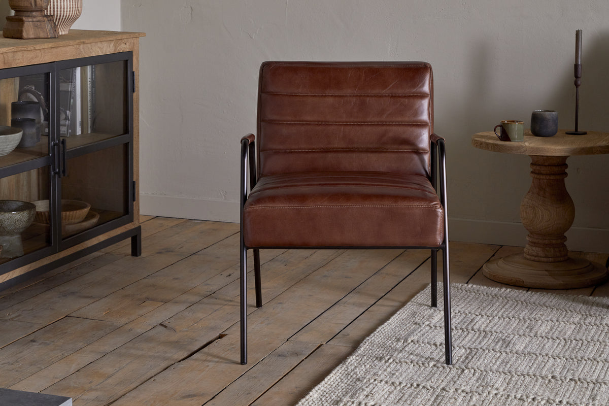 Fauteuil d'appoint en cuir Hadithi - Marron chocolat